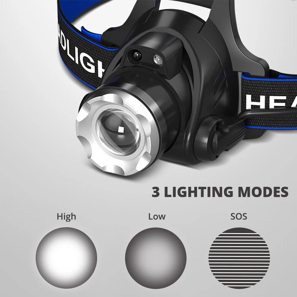 25000LM LED Headlamp Rechargeable Headlight
