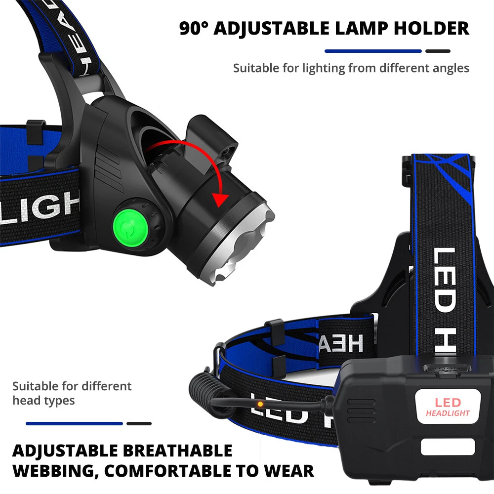 25000LM LED Headlamp Rechargeable Headlight
