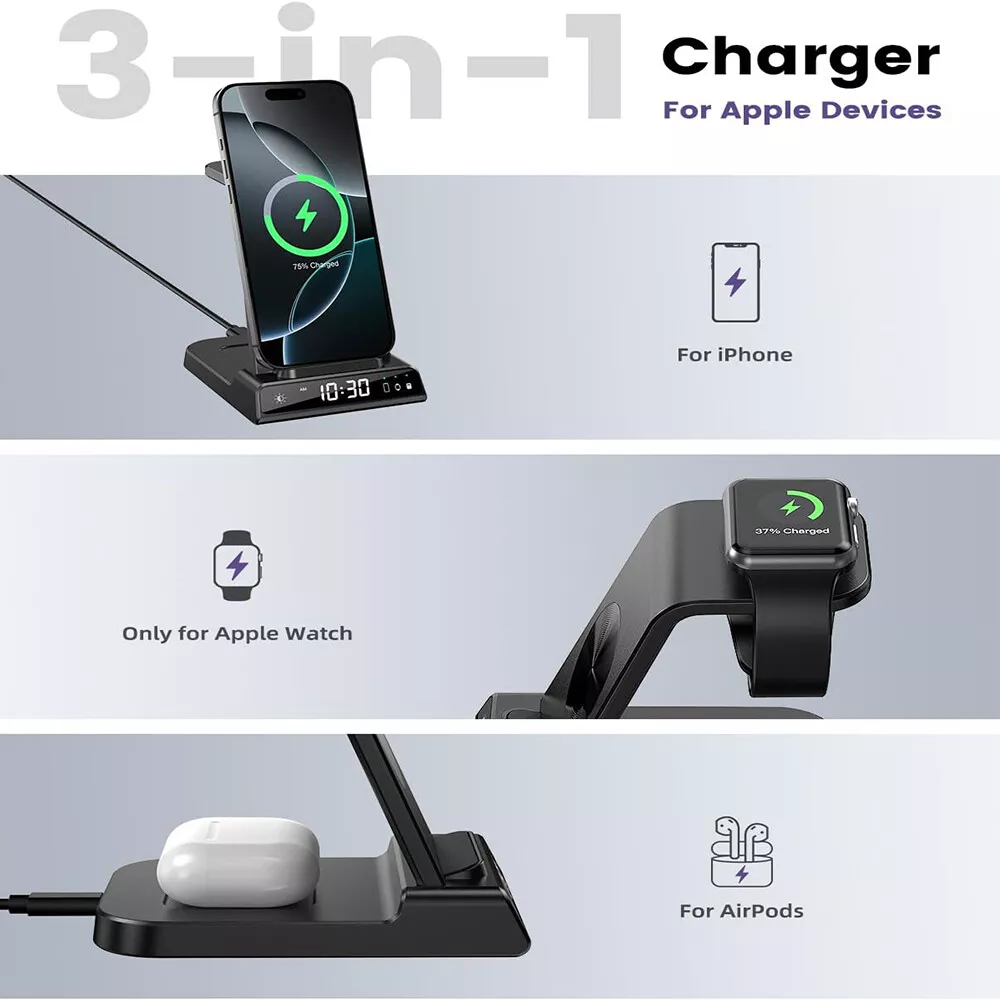 3In1 Wireless Charger Fast Charging Station Dock