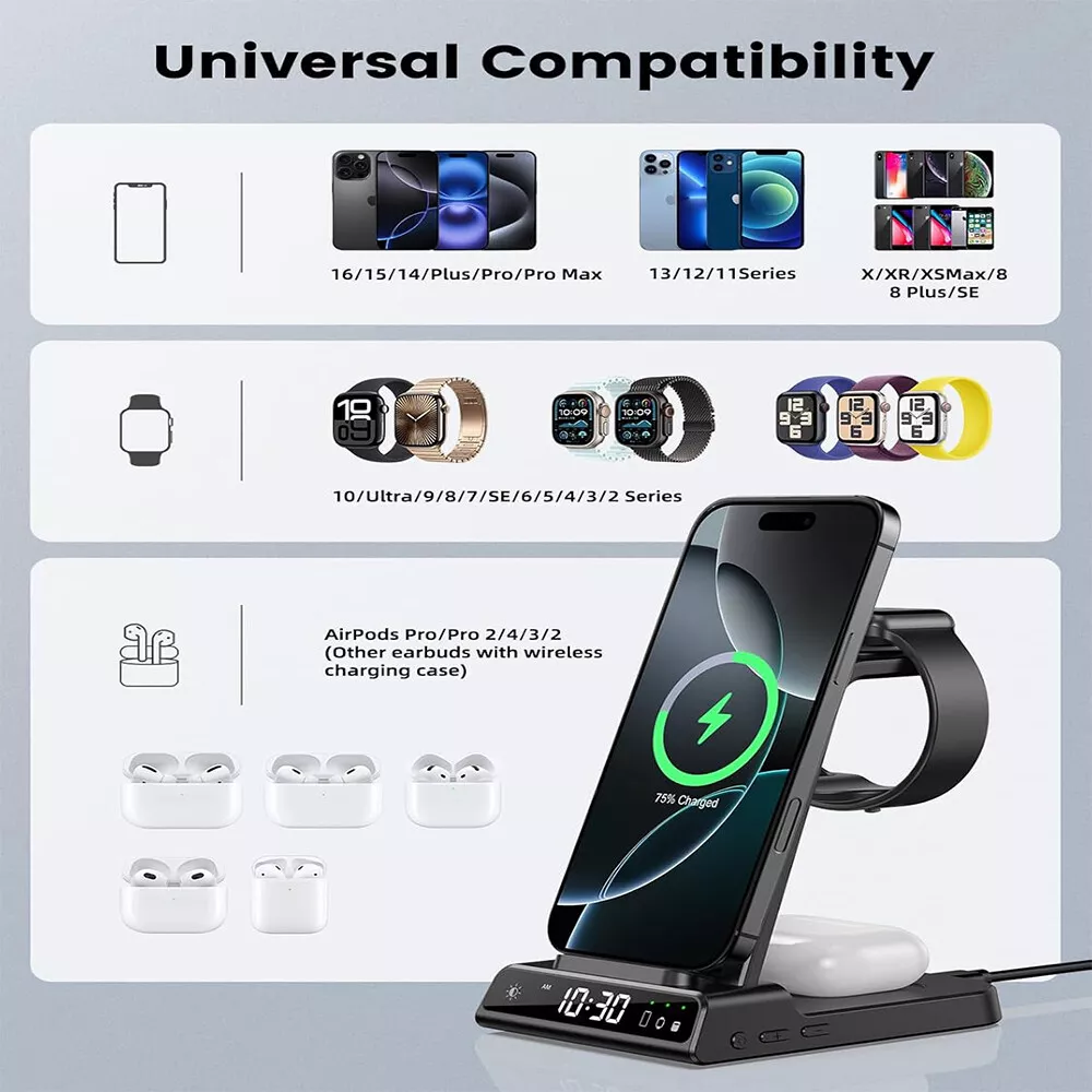 3In1 Wireless Charger Fast Charging Station Dock