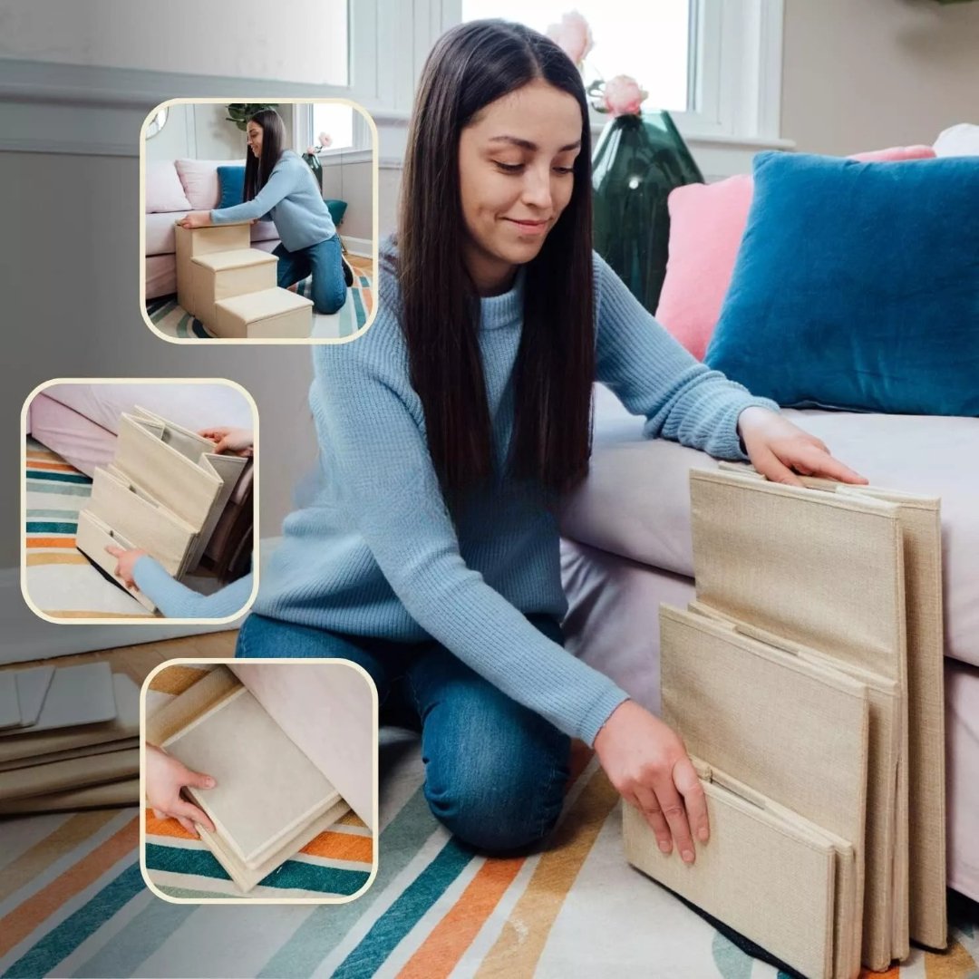 Adjustable Dog Pet Stairs with Storage