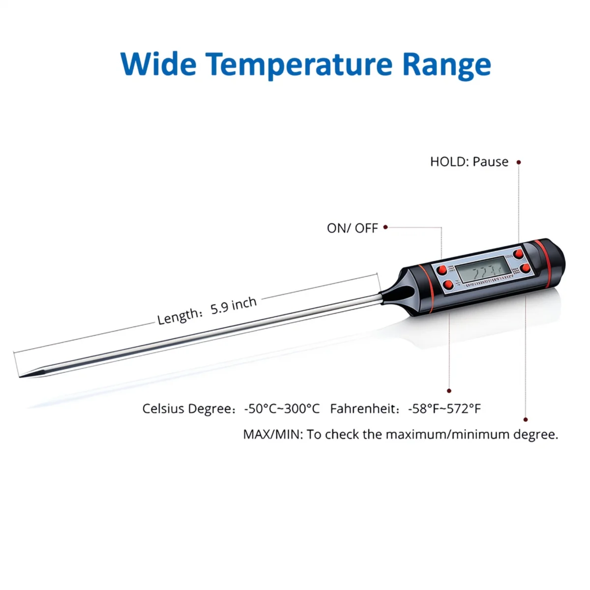 Digital Instant Read Cooking Food & Meat Thermometer