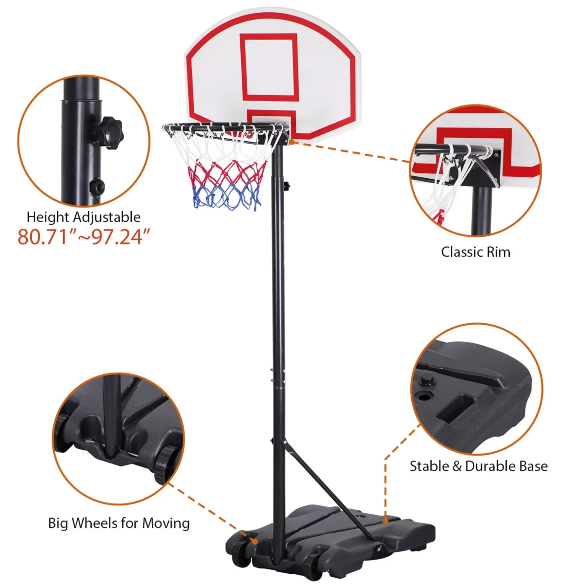 Portable Kids Adjustable Basketball Hoop