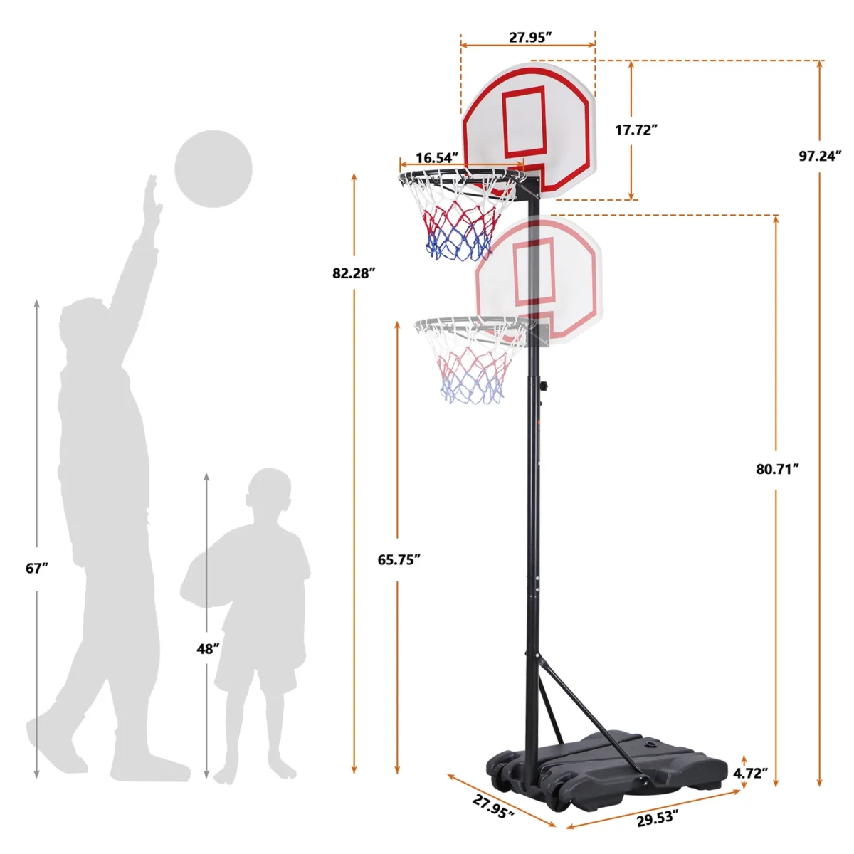 Portable Kids Adjustable Basketball Hoop