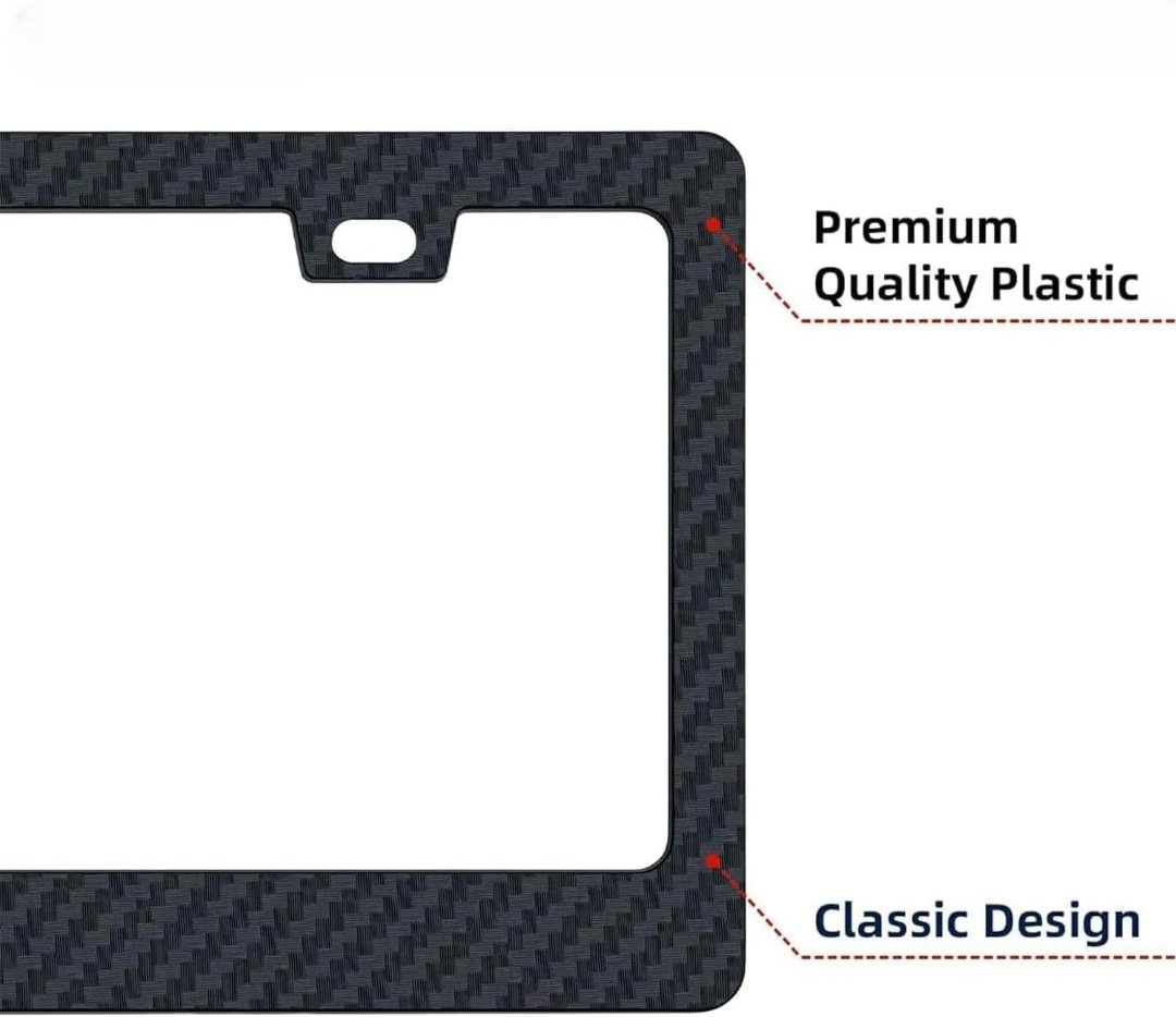 Premium Carbon Fiber Black Vehicle License Plate Holder Frame