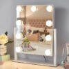 Vanity Makeup Mirror with 9 LED Bulbs, 360° Rotation & 10X Magnifier