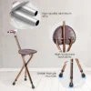 Adjustable Lightweight Folding Cane Seat with Light
