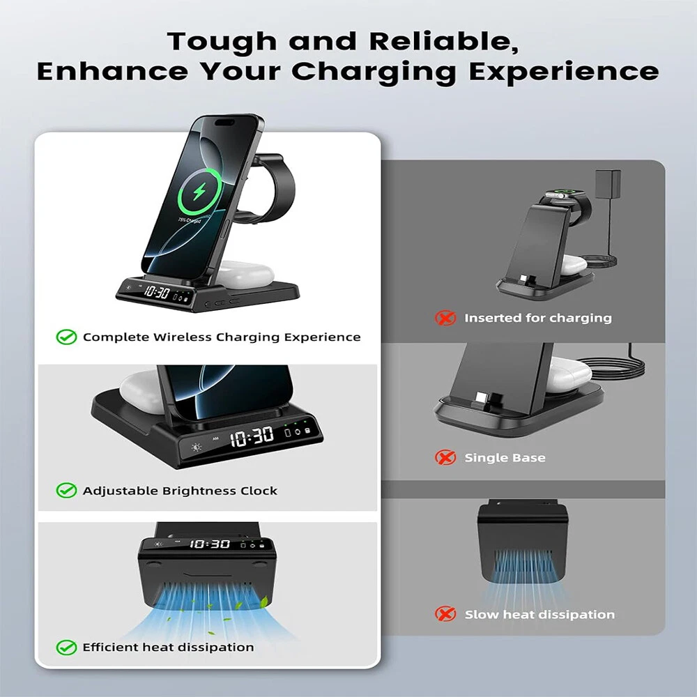 3In1 Wireless Charger Fast Charging Station Dock