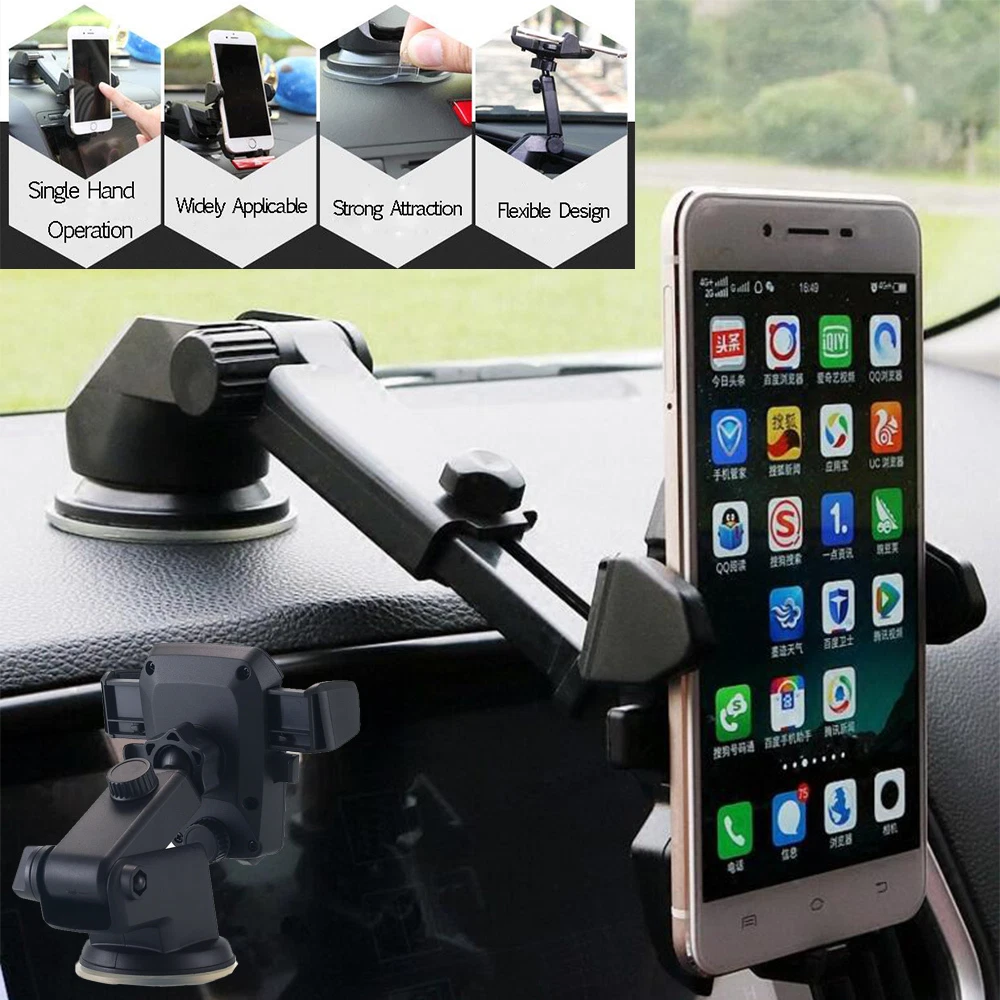 Portable Car Phone Mount for Windshield & Dashboard