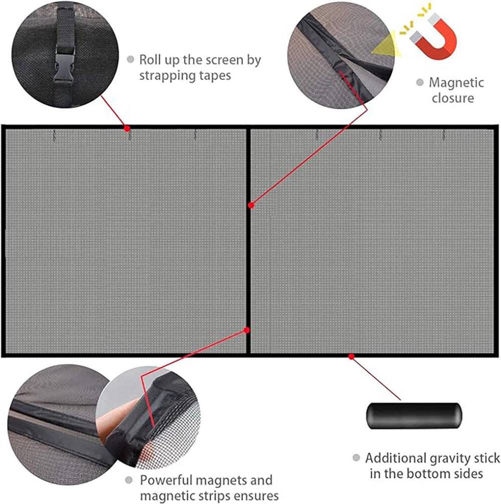 Large Instant Magnetic Garage Opening Screen Door