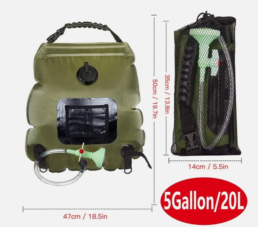 Portable Spacious Outdoor Camping Solar Shower Bag 5 Gallon